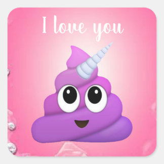 Personalisiert Magical Unicorn Kacke Emoji Quadratischer Aufkleber