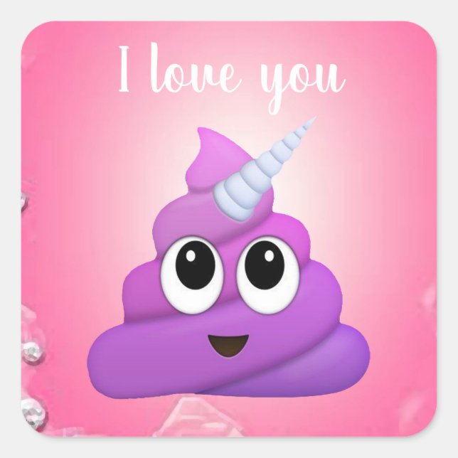 Personalisiert Magical Unicorn Kacke Emoji Quadratischer Aufkleber (Vorderseite)