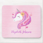 Personalisiert Magisch rosa Glitzer Einhorngesicht Mousepad<br><div class="desc">Eine hübsche,  rosa,  magische Einhornfläche schmückt dieses Rücken-zu-Schule-Mauspad. Machen Sie es mit Ihrem Namen. Ideal für Mädchen,  um wieder zur Schule zu gehen. Entworfen für Sie von BlackBerry Boulevard.</div>