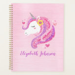 Personalisiert Magisch rosa Glitzer Einhorngesicht Planer<br><div class="desc">Ein hübsches,  magisches Einhorngesicht schmückt dies zurück zum Schulplaner. Fügen Sie Ihren Namen vorne,  hinten,  hinzu. Entworfen für Sie von BlackBerry Boulevard.</div>