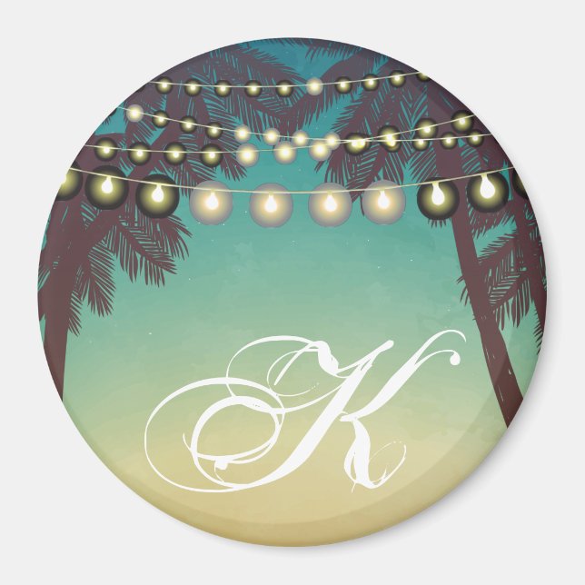 Personalisiert Magnet XMAS Beach Sunset Palm Trees (Vorne)