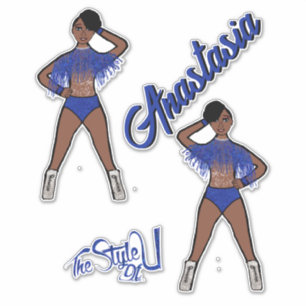 Personalisiert Majorette / Dancer Blue Fringe Aufkleber