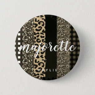 Personalisiert Majorette Imitate Cheetah und Glitz Button