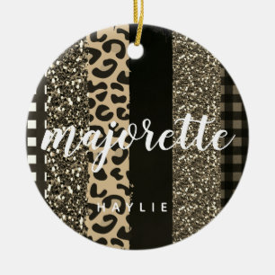 Personalisiert Majorette Imitate Cheetah und Glitz Keramik Ornament