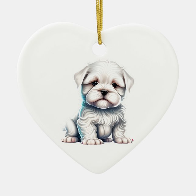 Personalisiert maltesische Welpe Keramik Ornament (Vorne)