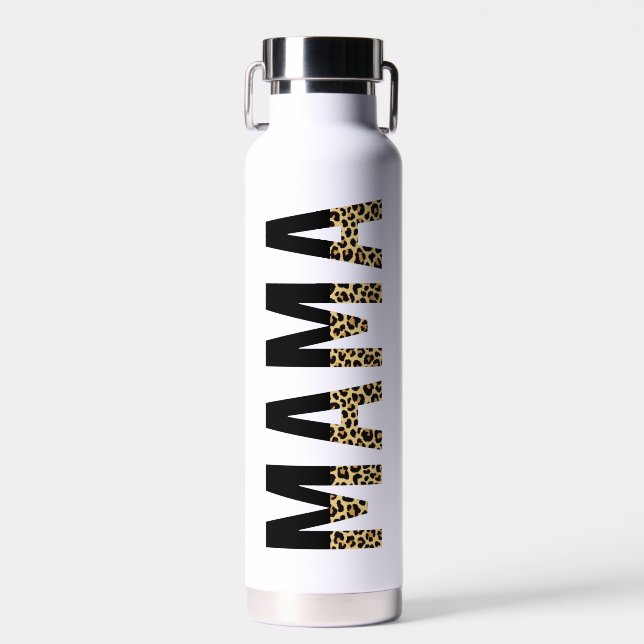 Personalisiert Mama Leopard Typografie Mama Gesche Trinkflasche (Vorne)