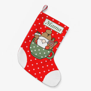 Personalisiert Mama niedliche Punkte Rot Weiß Sant Kleiner Weihnachtsstrumpf