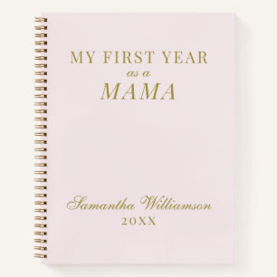 Personalisiert Mama Pastel Pink Goldkalligrafie Notizbuch
