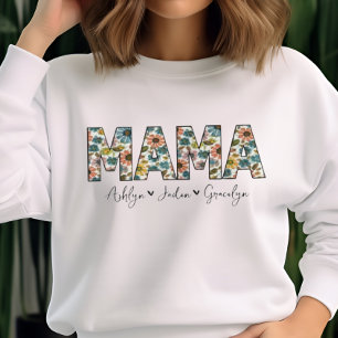 Personalisiert Mama Retro W/ Kinder nennen Muttert Sweatshirt