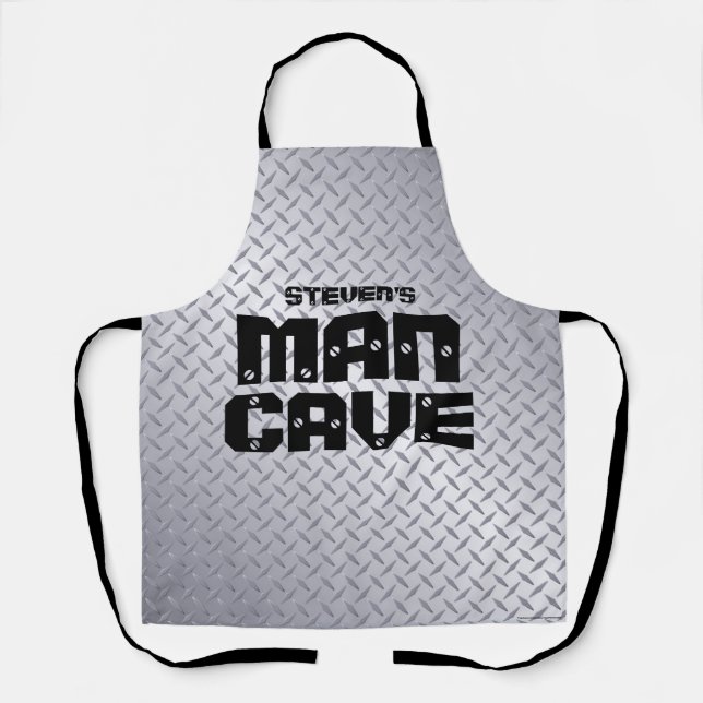 Personalisiert Man Cave Stainless Steel Diamondpla Schürze (Vorderseite)