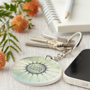 Personalisiert Mandala auf Minty Mattiert Glass Schlüsselanhänger