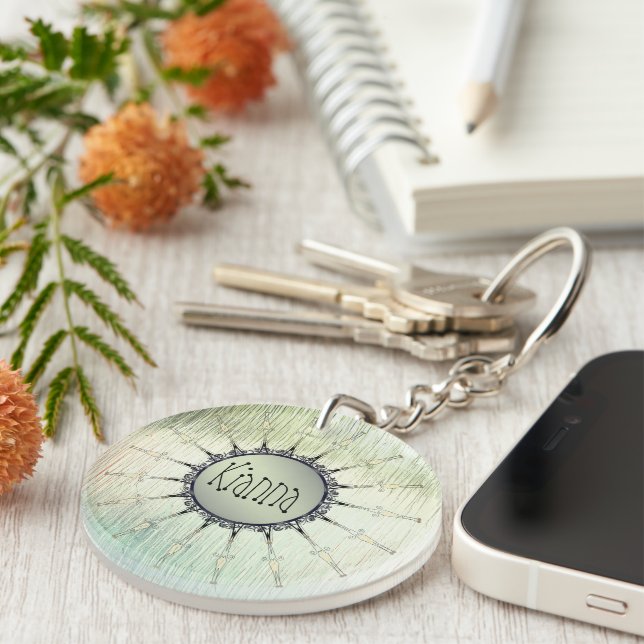 Personalisiert Mandala auf Minty Mattiert Glass Schlüsselanhänger (Vorderseite rechts)