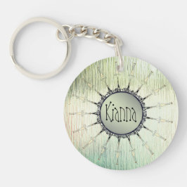 Personalisiert Mandala auf Minty Mattiert Glass Schlüsselanhänger