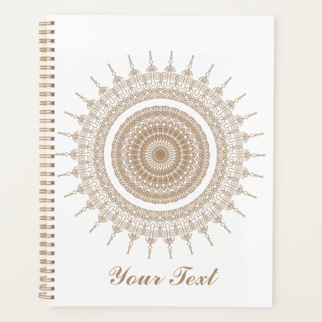 Personalisiert Mandala Bohemisch White Boho Planer (Vorderseite)
