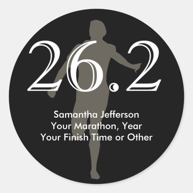 Personalisiert Marathon Runner 26.2 Keepake Black Runder Aufkleber (Vorderseite)