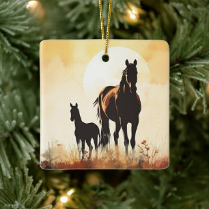Personalisiert Mare, Foal Baby's 1. Weihnachtspfer Keramikornament