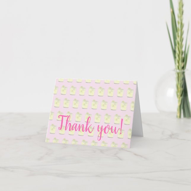 Personalisiert Margarita Pink Green Girly Dankeskarte (Vorderseite)