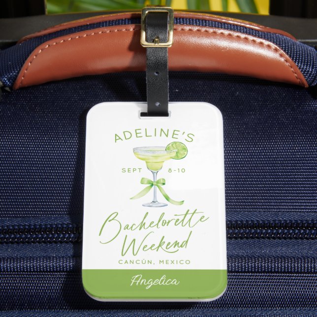 Personalisiert Margs Matrimony Bachelorette Weeken Gepäckanhänger (Vorderseite Insitu 2)