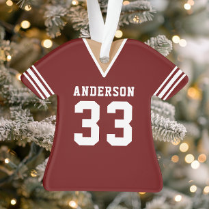 Personalisiert Maroon Football Jersey Ornament