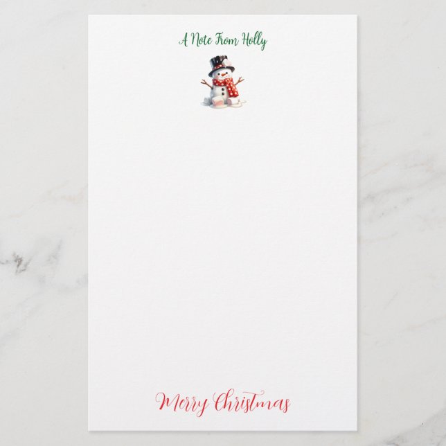 Personalisiert Marshmallow Snowman Stationery Briefpapier (Vorderseite)