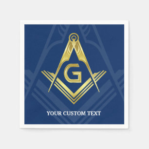 Personalisiert Masonic Napkins   Blue Gold Serviette