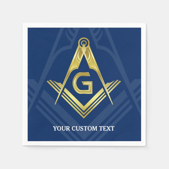 Personalisiert Masonic Napkins | Blue Gold Serviette (Vorderseite)