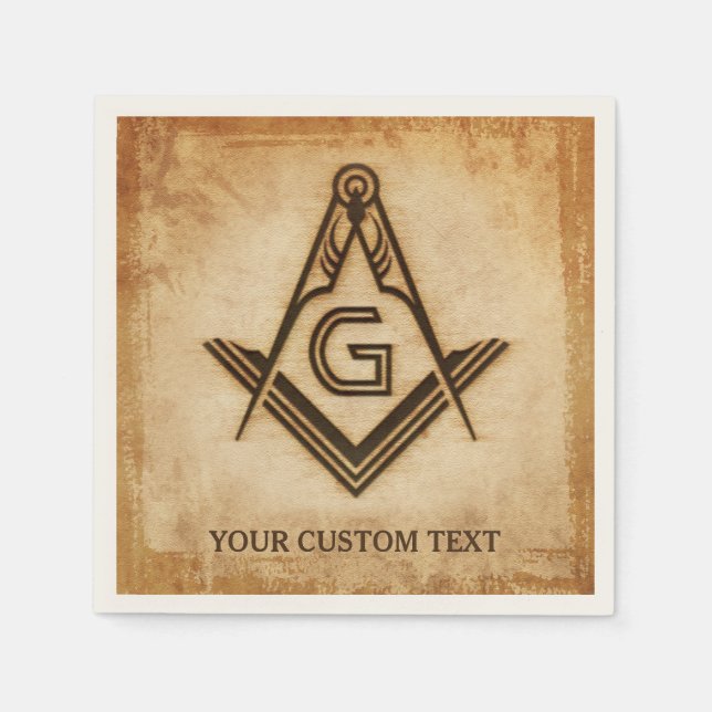 Personalisiert Masonic Napkins | Rustikales Pergam Serviette (Vorderseite)