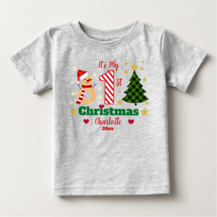Personalisiert Mein 1. Weihnachtsschneemann Candy Baby T-shirt