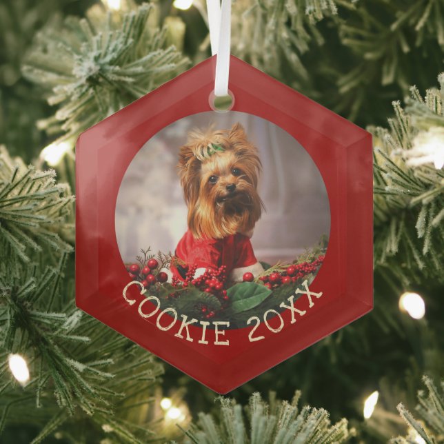 Personalisiert mein erster Weihnachtshund Keepake  Ornament Aus Glas (Insitu)