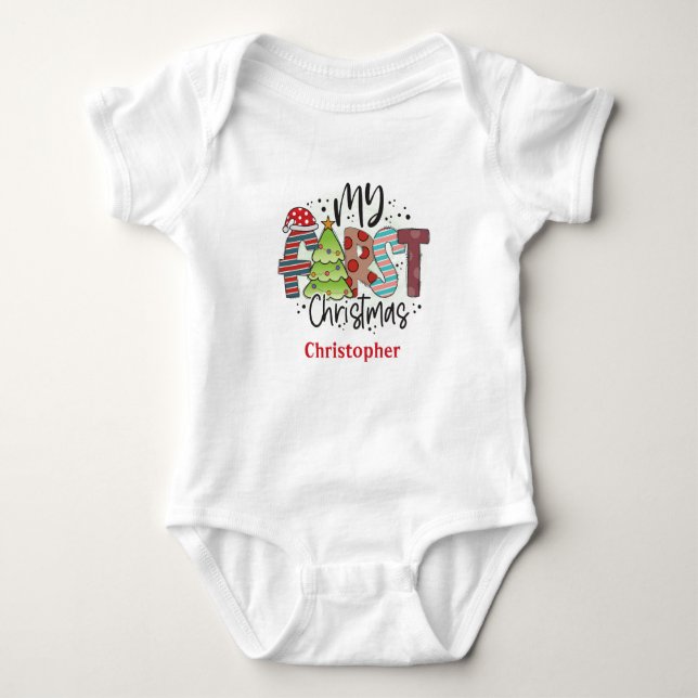 Personalisiert Mein erstes Weihnachtsgeschenk Baby Strampler (Vorderseite)