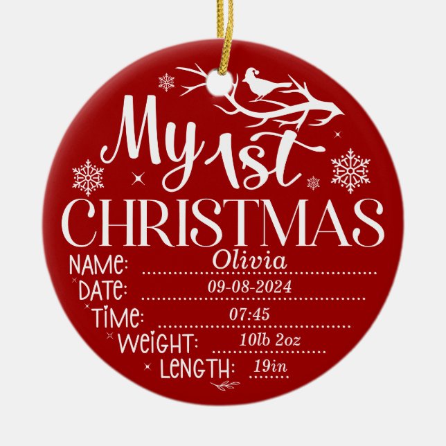 Personalisiert Meine ersten Weihnachtsdetails und  Keramik Ornament (Vorne)