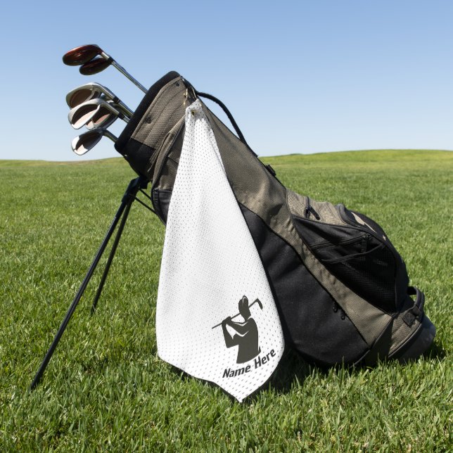 Personalisiert Men Gaben Golfer LOGO Black & White Golfhandtuch (Gras)