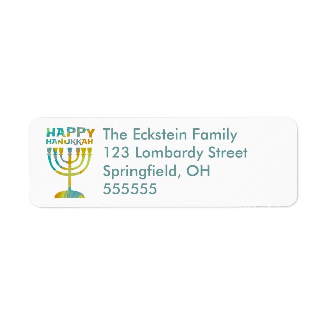 Personalisiert Menorah Happy Hanukkah Address Labe (Vorne)