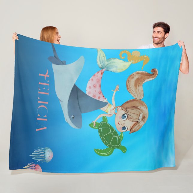 Personalisiert Mermaid Fleecedecke (Beispiel)
