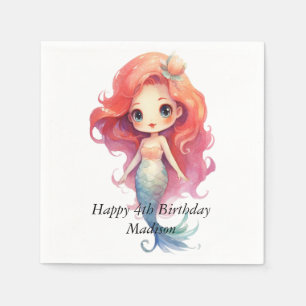 Personalisiert Mermaid Girls Geburtstag Napkins Serviette