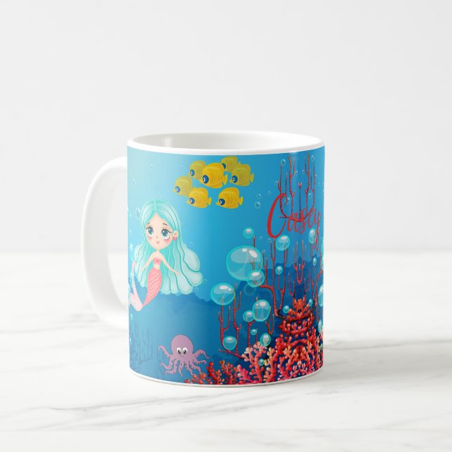Personalisiert Mermaid Kaffeetasse (Vorderseite Links)