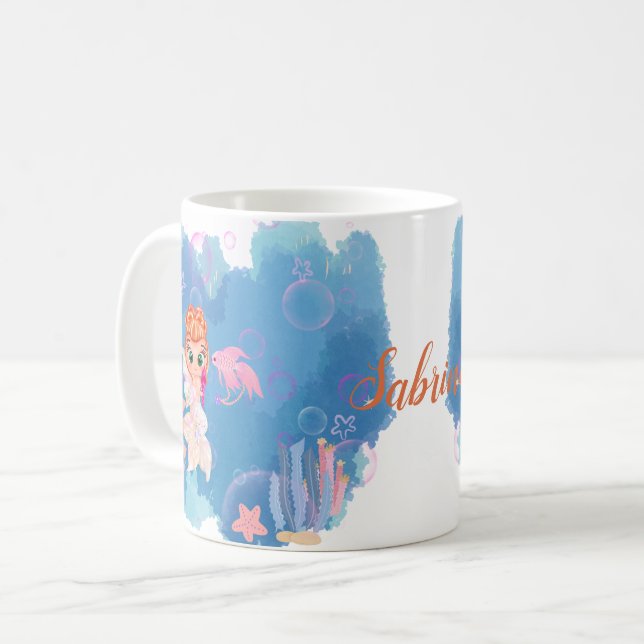 Personalisiert Mermaid Kaffeetasse (Vorderseite Links)