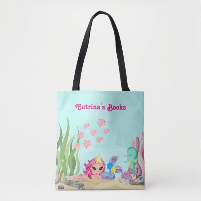 Personalisiert Mermaid und Axolotl Tasche (Vorderseite)