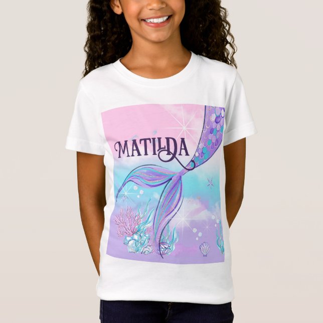 Personalisiert Mermaids Schwanz T - Shirt (Vorderseite)