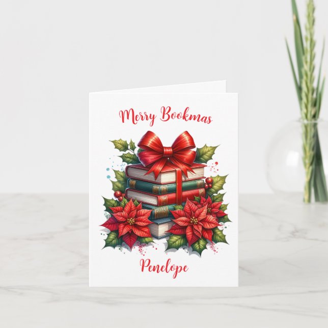 Personalisiert Merry Bookmas Karte (Vorderseite)