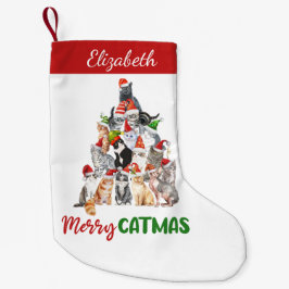 Personalisiert Merry Catmus Funny Cat Weihnachten Kleiner Weihnachtsstrumpf