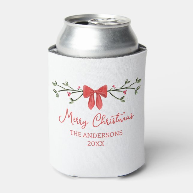 Personalisiert Merry Christmas Coquette Bow Trendy Dosenkühler (Kanne Vorderseite)