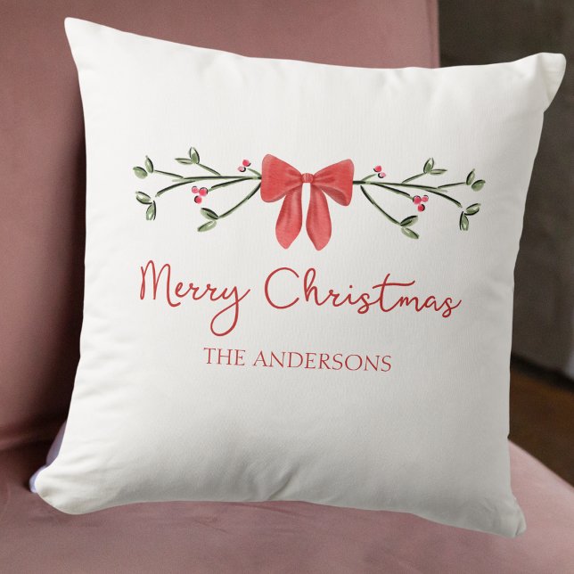 Personalisiert Merry Christmas Coquette Bow Trendy Lendenkissen (Von Creator hochgeladen)