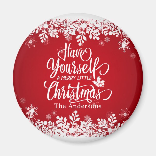 Personalisiert Merry Little Christmas | Magnet (Vorne)