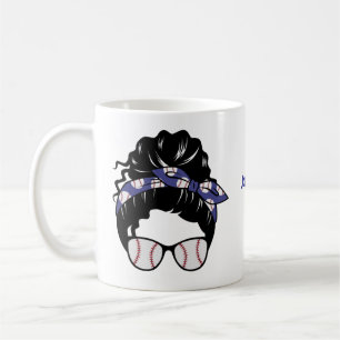 Personalisiert Messy Bun Baseball Mama Kaffeetasse