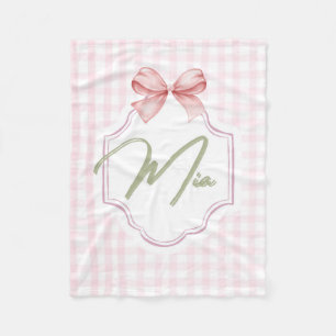 Personalisiert Mia Baby Girl Kinderzimmer Bow & Gi Fleecedecke
