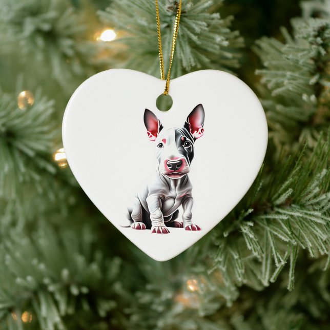 Personalisiert Miniatur Bull Terrier Puppy Keramik Ornament (Baum)