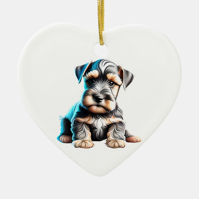 Personalisiert Miniature Schnauzer Welpe Keramik Ornament (Vorne)
