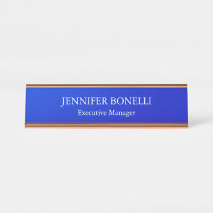 Personalisiert minimalistisch blau fügen Sie Ihren Schreibtischnamensplakette