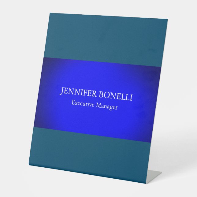 Personalisiert minimalistisch blau fügen Sie Ihren Sockelschild (Vorderseite)